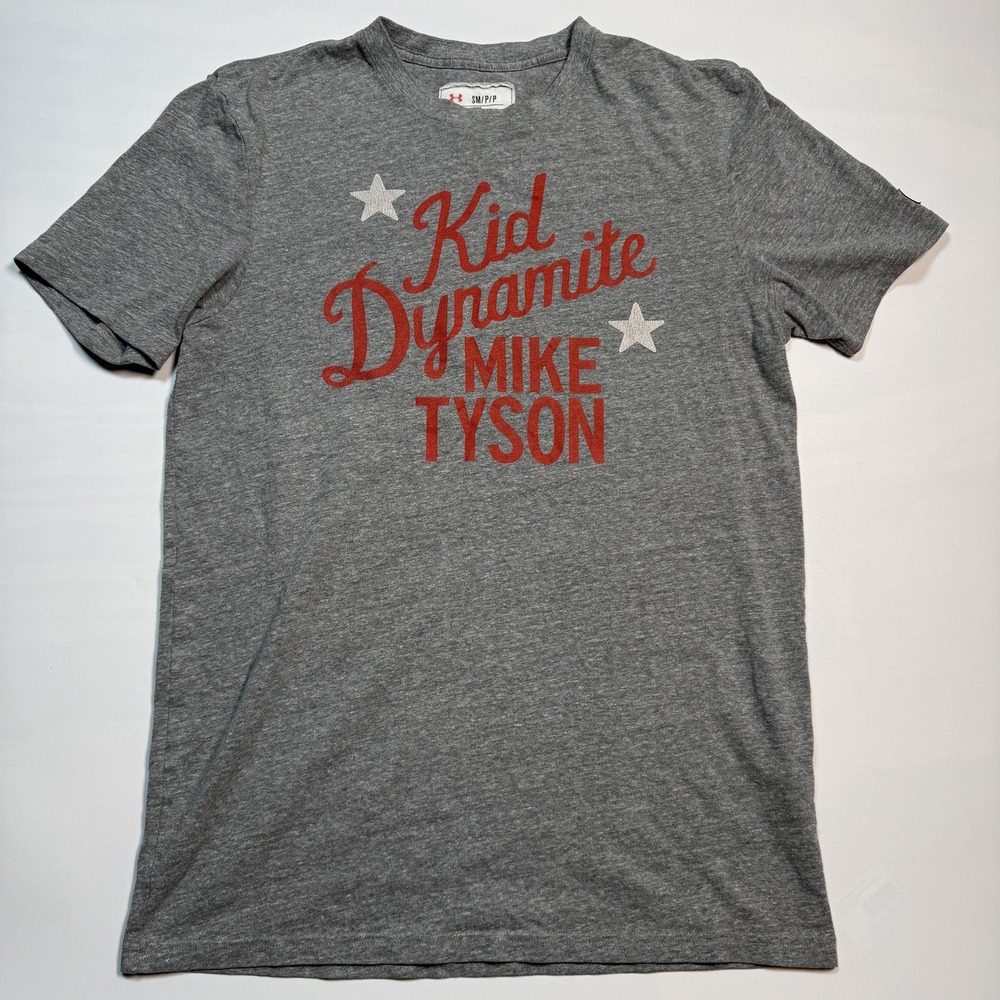 Under Armour Kid Dynamite Mike Tyson Shirt Mens Small Gray Roots Of Fight Boxing